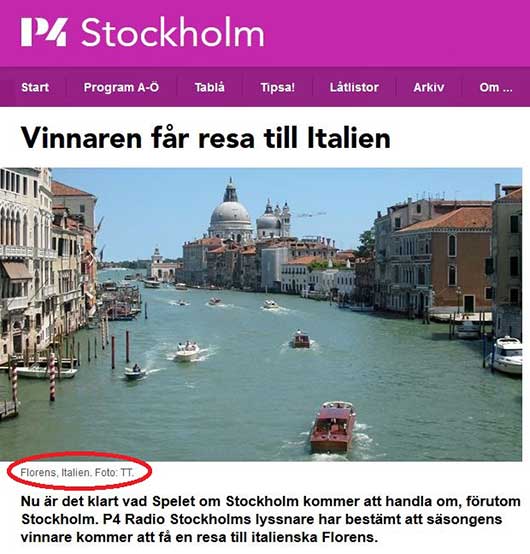 Bilden visar Venedig, inte Florens.